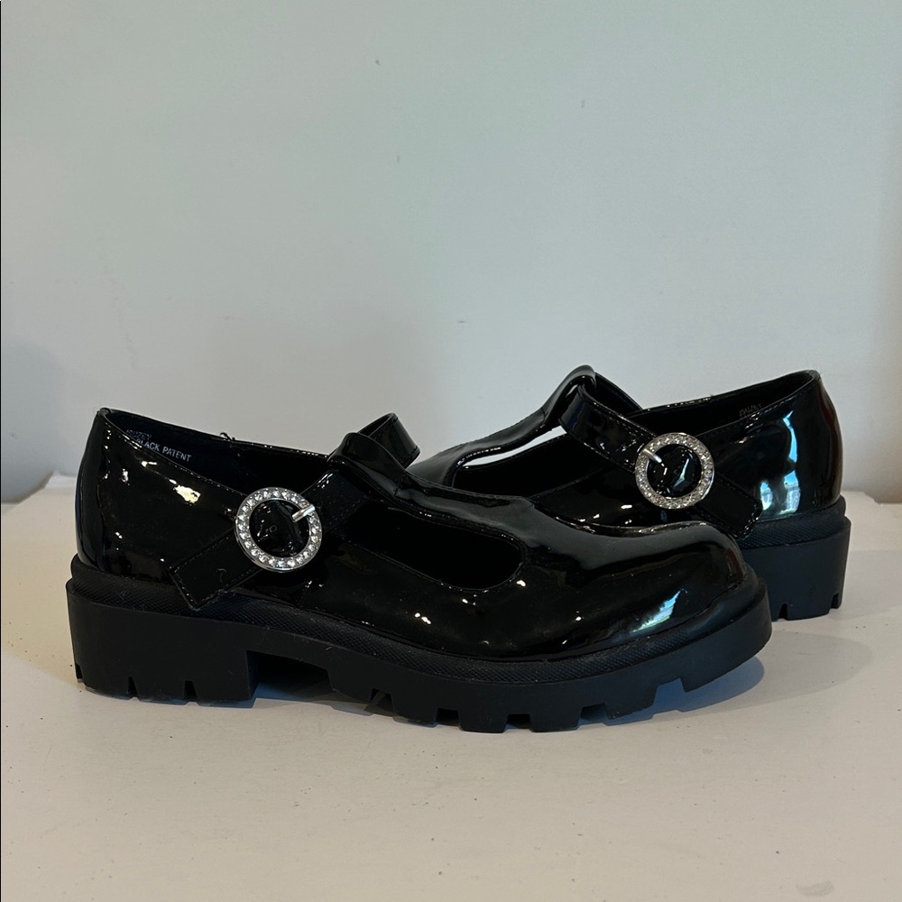 Black Patent Kids Steve Madden Shoes with Buckle